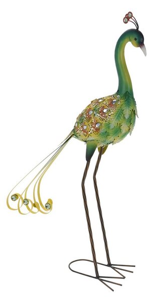 Záhradná kovová figúrka Peafowl, 80 cm, zelená