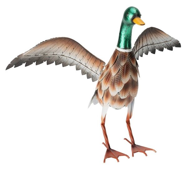 Záhradná kovová figúrka Duck, 40x41 cm, hnedá