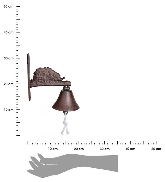 Záhradný zvonček Hedgehog, 20,5x20,5 cm, liatina, hnedá