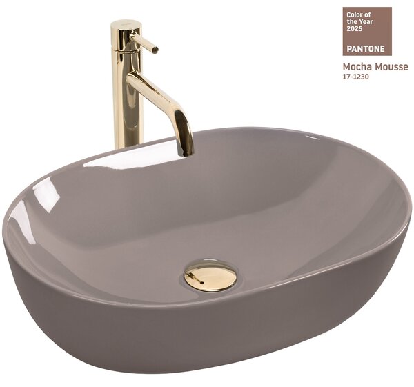 Rea Lisa, umývadlo na dosku 490x350x140 mm, béžová lesklá, REA-U6380