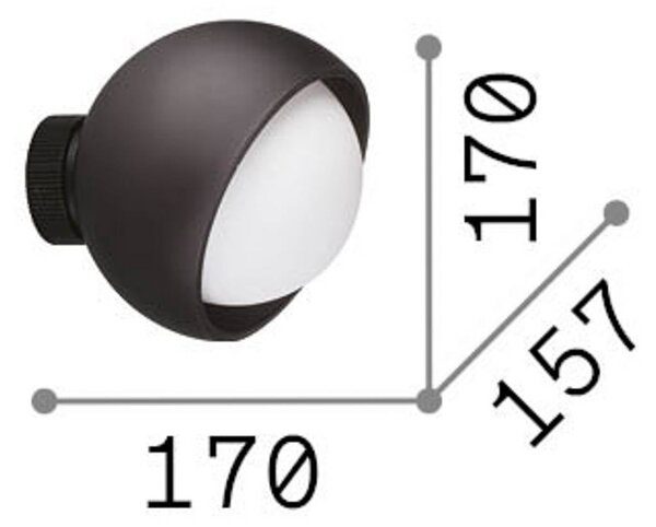 Nástenné svetlo IDEAL LUX Bloom, čierna, Ø 17 cm, kov, Čierna, Obývacia izba / jedáleň, kov, Moderný