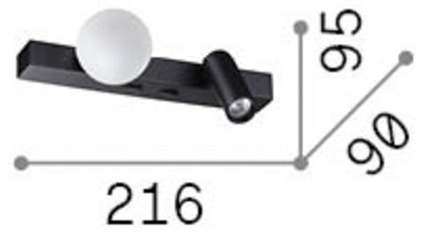 Nástenné svetlo IDEAL LUX Binomi, čierna, šírka 22 cm, 2-pl. žiarovka, Čierna, Obývacia izba / jedáleň, kov, Moderný, Nástenné svietidlo