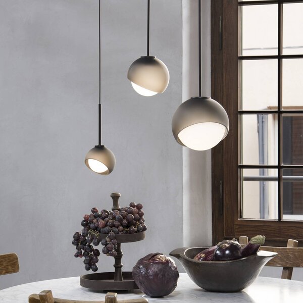 Závesné svietidlo IDEAL LUX Bloom, Ø 12 cm, čierna, kov/sklo, Čierna, Obývacia izba / jedáleň, kov, Moderný