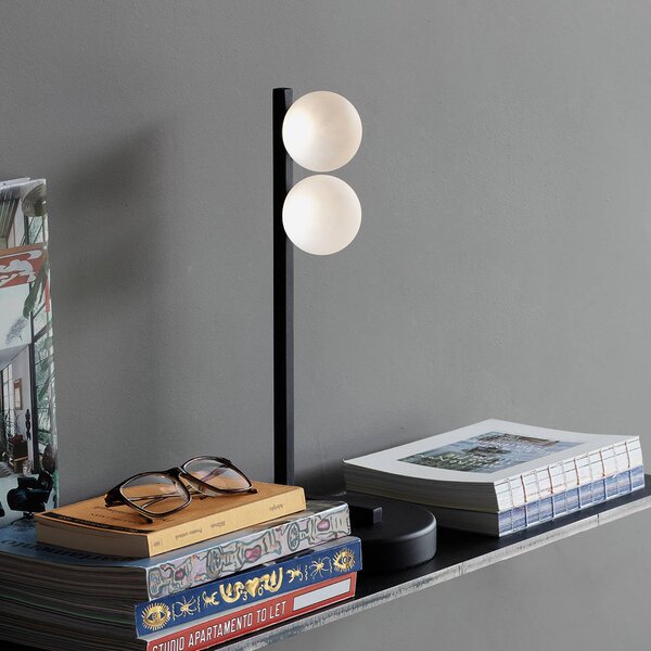 Stolová lampa IDEAL LUX Binomio, čierna, výška 38 cm, kov, Čierna, Obývacia izba / jedáleň, kov, Moderný