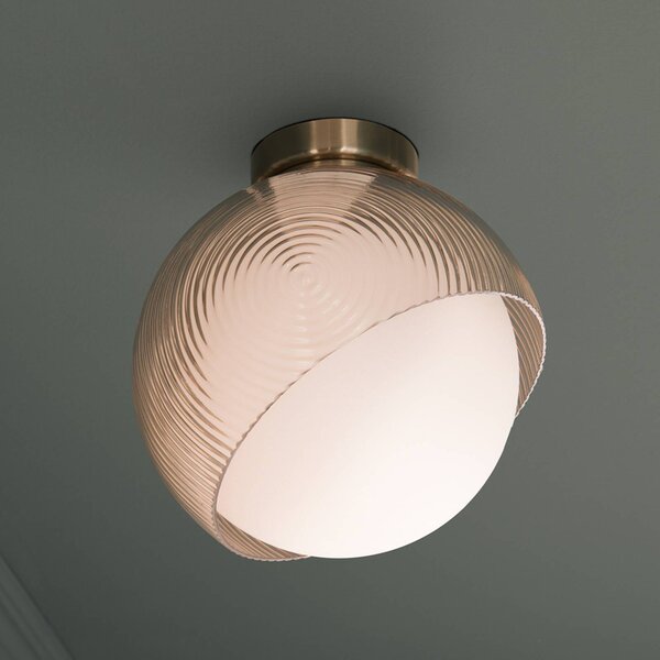 Nástenné svetlo IDEAL LUX Bloom, v mosadznej farbe, Ø 17 cm, kov, Mosadz / zlato, Obývacia izba / jedáleň, kov, Moderný