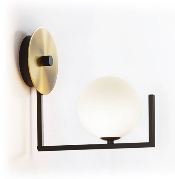 Nástenné svetlo IDEAL LUX Birds, čierna/mosadz, výška 25 cm, kov, Čierna, Obývacia izba / jedáleň, kov, Moderný