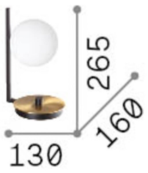 Stolová lampa IDEAL LUX Birds, čierna/mosadz, výška 26 cm, kov, Čierna, Obývacia izba / jedáleň, kov, Moderný