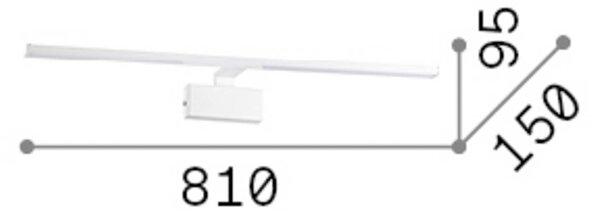 Nástenné svetlo IDEAL LUX LED Alma z mosadze, šírka 81 cm, Mosadz / zlato, Obývacia izba / jedáleň, kov, Moderný, Osvetlenie obrazu