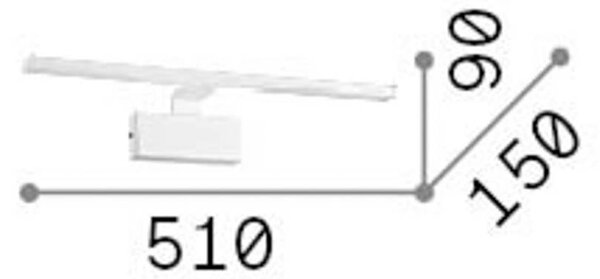 Nástenné svetlo IDEAL LUX LED Alma z mosadze, šírka 51 cm, Mosadz / zlato, Obývacia izba / jedáleň, kov, Moderný, Osvetlenie obrazu