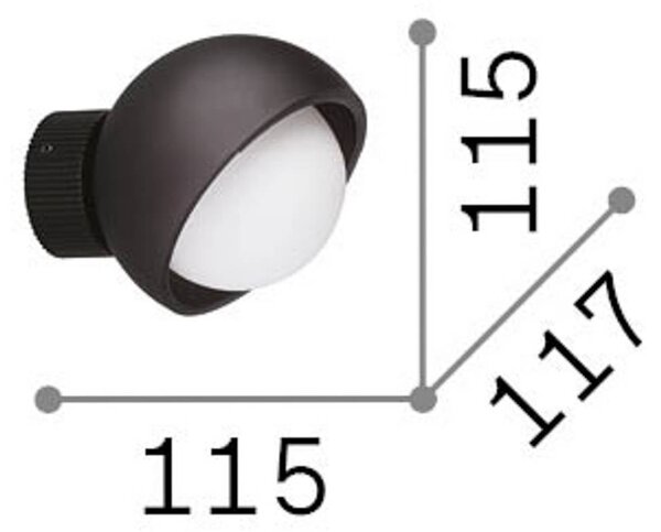 Nástenné svetlo IDEAL LUX Bloom, čierna, Ø 12 cm, kov, Čierna, Obývacia izba / jedáleň, kov, Moderný