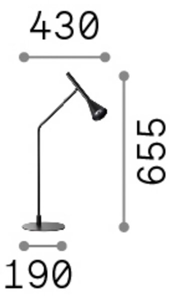 Stolová LED lampa IDEAL LUX Diesis, čierna, výška 65 cm, stmievač, Čierna, Obývacia izba / jedáleň, kov, Moderný, Stojacie svietidlo