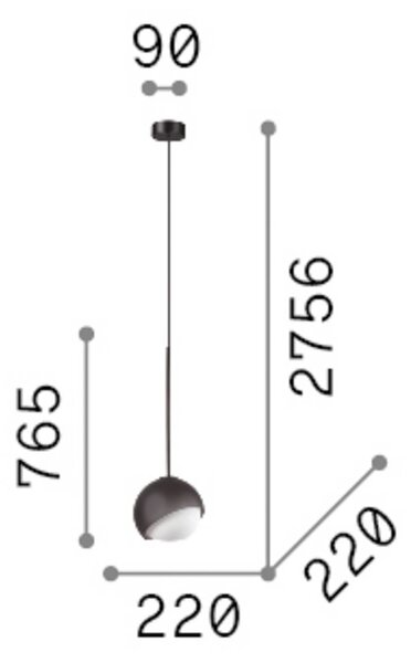 Závesné svietidlo IDEAL LUX Bloom, Ø 22 cm, mosadz, kov/sklo, Mosadz / zlato, Obývacia izba / jedáleň, kov, Moderný, Závesné svietidlo