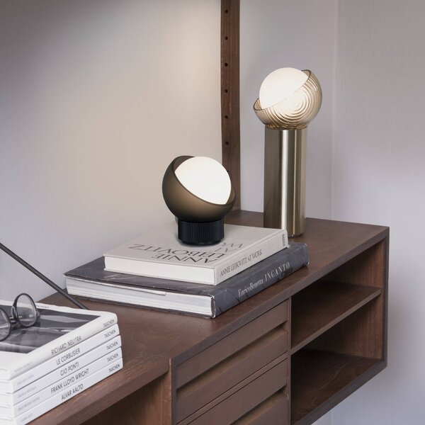 Stolová lampa IDEAL LUX Bloom, čierna/tmavošedá, výška 13 cm, Čierna, Obývacia izba / jedáleň, kov, Moderný, Stojacie svietidlo