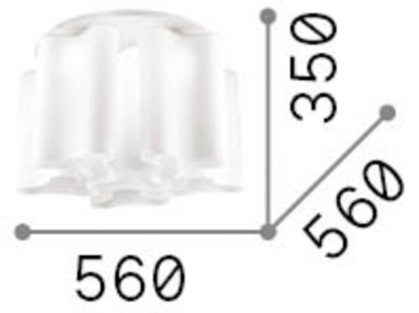 Stropné svietidlo IDEAL LUX Compo, Ø 56 cm, biele, kov/sklo, 6-pl., Biela / opálová, Obývacia izba / jedáleň, Sklo, Závesné svietidlo