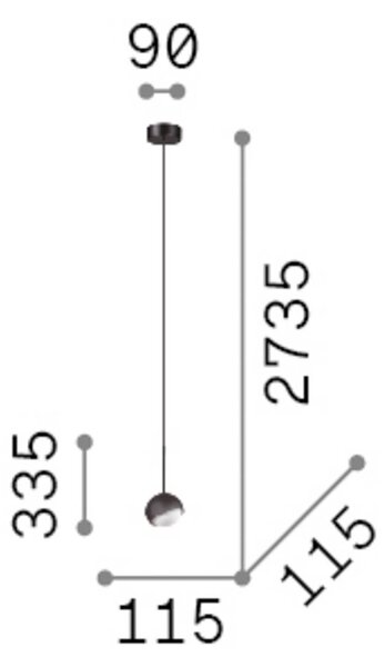Závesné svietidlo IDEAL LUX Bloom, Ø 12 cm, čierna, kov/sklo, Čierna, Obývacia izba / jedáleň, kov, Moderný
