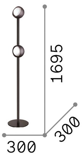 LED stojacia lampa IDEAL LUX Bloom, výška 170 cm, čierna, 2-pl., Čierna, Obývacia izba / jedáleň, kov