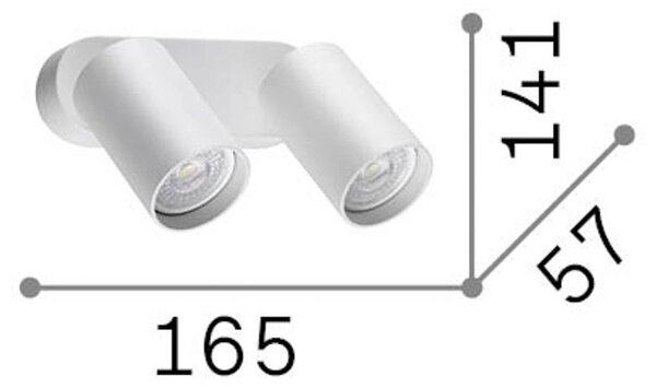 Nástenný svietidlo IDEAL LUX Dynamite Round, biele, 16,5 cm, 2-pl., Biela / opálová, Obývacia izba / jedáleň, kov, Moderný, Nástenné bodové svietidlo