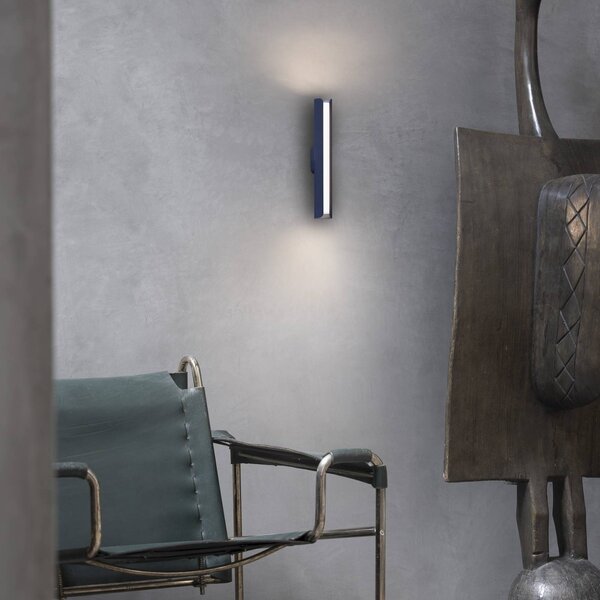 Nástenné svetlo IDEAL LUX Dorica, modrá, výška 30 cm, kov, Modrá, Obývacia izba / jedáleň, Hliník, Moderný