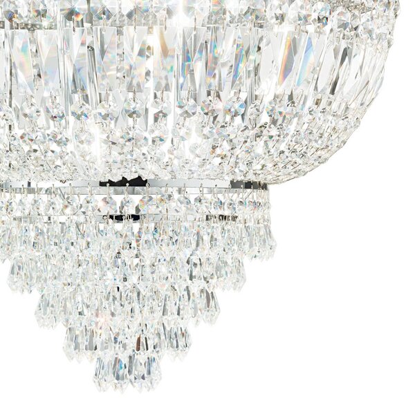Nástenné svetlo IDEAL LUX Dubai, chróm/číra, šírka 25 cm, krištáľ, Chrómová / strieborná, Obývacia izba / jedáleň, kov