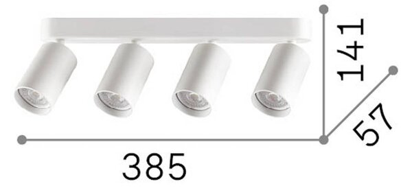 Stropné bodové svetlo IDEAL LUX Dynamite Round, biely, 38 cm, 4-pl., Biela / opálová, Obývacia izba / jedáleň, kov, Moderný