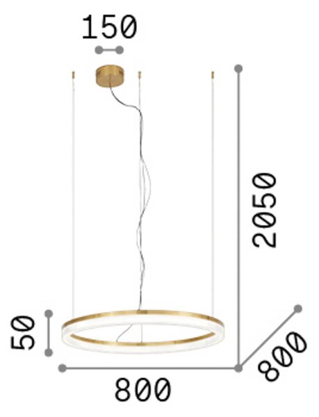 LED závesné svietidlo IDEAL LUX Crown, Ø 80 cm, biela, kovová, Biela / opálová, Obývacia izba / jedáleň, kov, Moderný, Závesné svietidlo