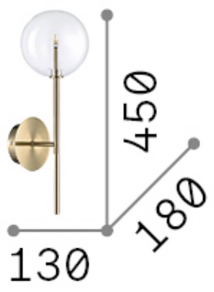 Nástenné svetlo IDEAL LUX Equinoxe, chróm/číra, výška 45 cm, Chrómová / strieborná, Obývacia izba / jedáleň, kov, Nástenné svietidlo