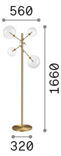 Stojacia lampa IDEAL LUX Equinoxe, chróm/dymovo šedá, výška 166 cm, Chrómová / strieborná, Obývacia izba / jedáleň, kov