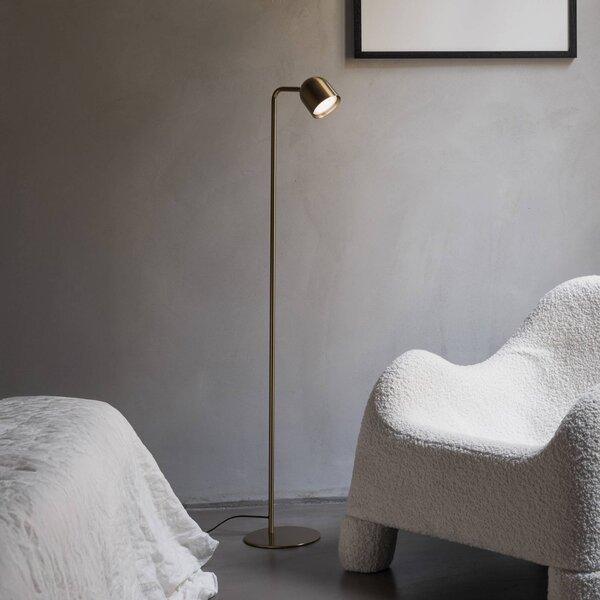 Stojacia lampa IDEAL LUX Dodo, mosadz, výška 118 cm, kov, stmievač, Mosadz / zlato, Obývacia izba / jedáleň, kov, Moderný, Stojaca lampa