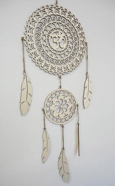 Drevený lapač snov OM Mandala - Boho dekorácia na stenu I SENTOP PR0001