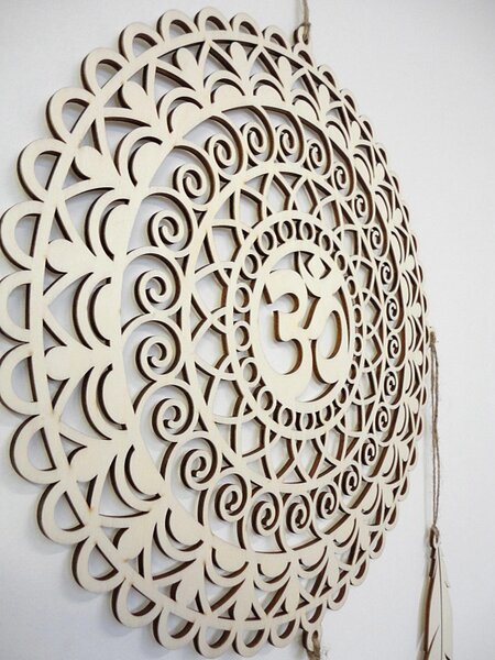Drevený lapač snov OM Mandala - Boho dekorácia na stenu I SENTOP PR0001