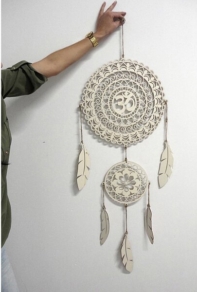 Drevený lapač snov OM Mandala - Boho dekorácia na stenu I SENTOP PR0001