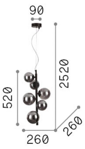 Závesné svietidlo IDEAL LUX Perlage, mosadz/jantár, výška 52 cm, 6-pl. žiarovka, Mosadz / zlato, Obývacia izba / jedáleň, kov, Závesné svietidlo