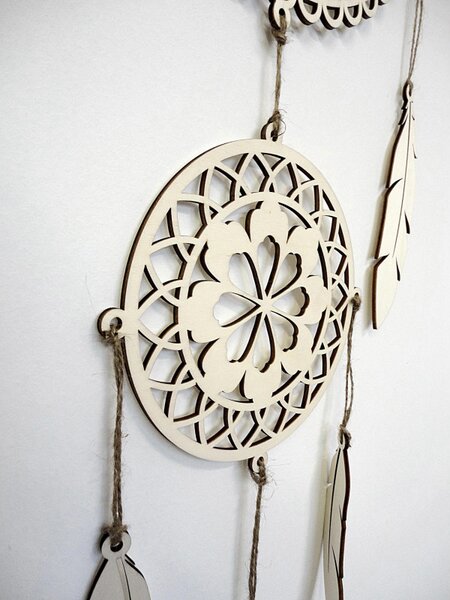 Drevený lapač snov OM Mandala - Boho dekorácia na stenu I SENTOP PR0001