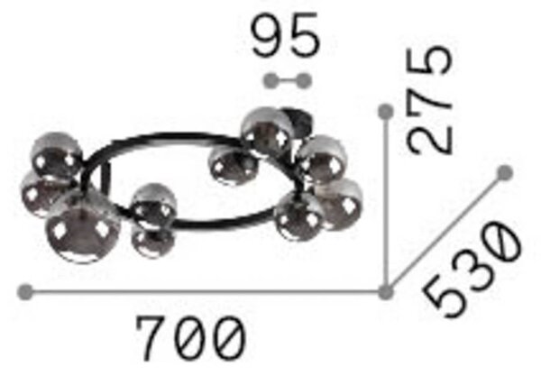 Stropné svietidlo IDEAL LUX Perlage, mosadz/biela, dĺžka 70 cm, 10-pl. žiaroviek, Mosadz / zlato, Obývacia izba / jedáleň, kov, Stropné svetlo