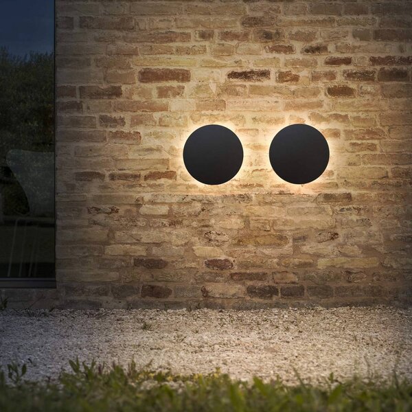 Vonkajšie nástenné svietidlo IDEAL LUX LED Punto, čierna, Ø 30 cm, Čierna, kov, Moderný, Nástenné svietidlo