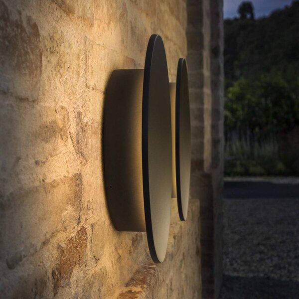 Vonkajšie nástenné svietidlo IDEAL LUX LED Punto, čierna, Ø 30 cm, Čierna, kov, Moderný, Nástenné svietidlo