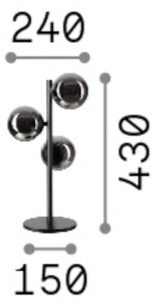 Stolová lampa IDEAL LUX Perlage, mosadz/biela, výška 43 cm, 3-pl. žiarovka, Mosadz / zlato, Obývacia izba / jedáleň, kov