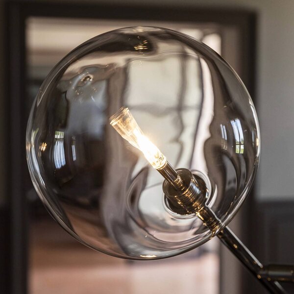 Stojacia lampa IDEAL LUX Equinoxe, chróm/číra, výška 166 cm, Chrómová / strieborná, Obývacia izba / jedáleň, kov
