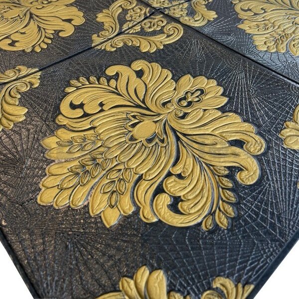 Samolepiace penové 3D panely RS065-D12, cena za kus, rozmer 68 x 67,5 cm, ornamenty zlaté na čiernom podklade, IMPOL TRADE