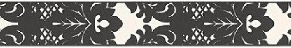Vinylová bordura 96214-1, rozmer 5 m x 5,3 cm, čierne ornamenty na bielom podklade, A.S. Création