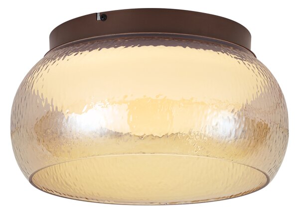 Stropná lampa v štýle Art Deco hnedá s jantárovým sklom vrátane LED 3-stupňovo stmievateľná - Thimble
