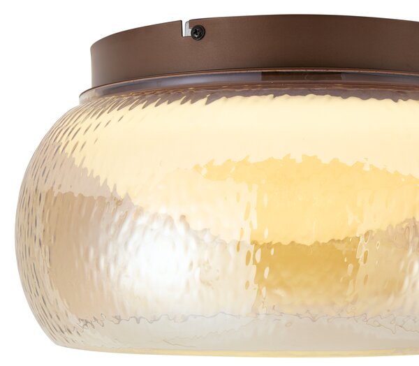 Stropná lampa v štýle Art Deco hnedá s jantárovým sklom vrátane LED 3-stupňovo stmievateľná - Thimble