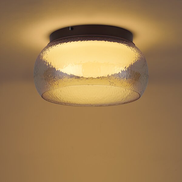 Stropná lampa v štýle Art Deco hnedá s jantárovým sklom vrátane LED 3-stupňovo stmievateľná - Thimble