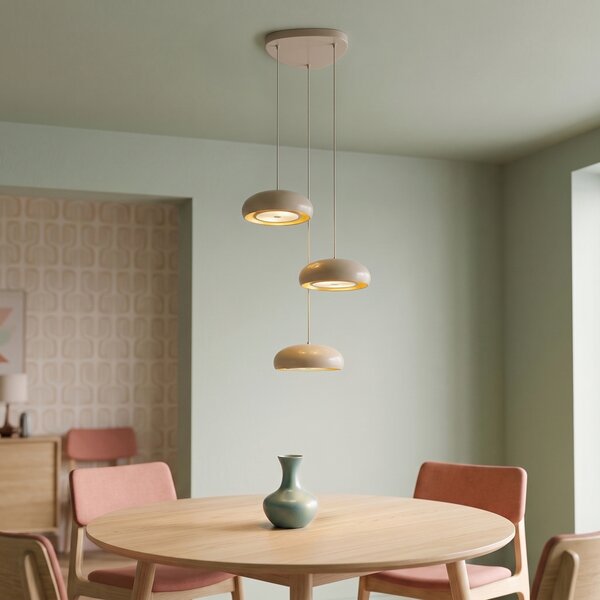 Retro závesná lampa Taupe s kovovým tienidlom 6-svetelná - Macaron