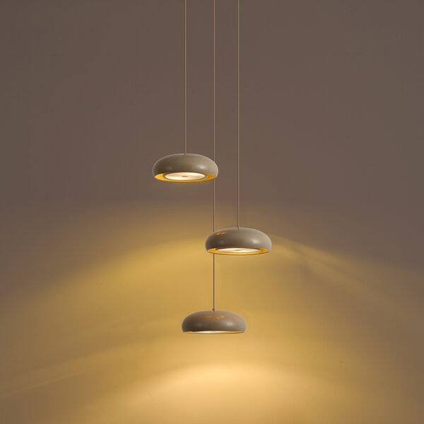 Retro závesná lampa Taupe s kovovým tienidlom 6-svetelná - Macaron