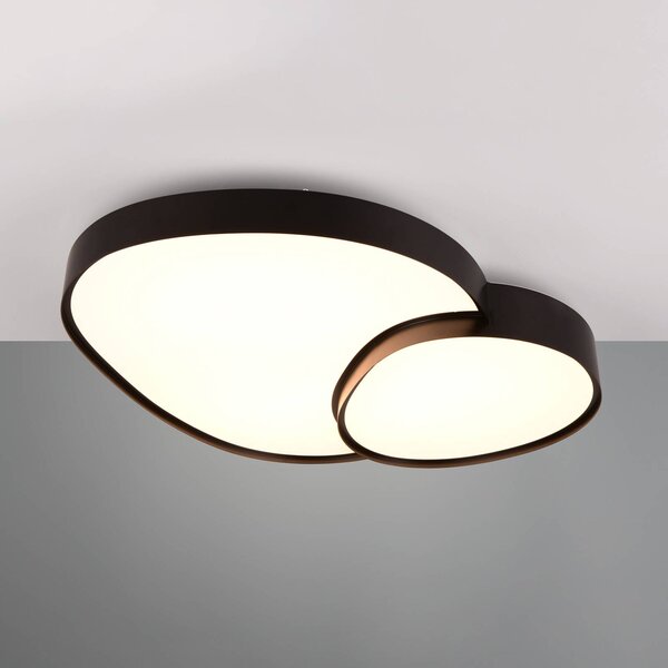 LED stropné svietidlo Rise, čierne, 77 x 63 cm, stmievateľné, Čierna, Obývacia izba / jedáleň, kov, Moderný, Závesné svietidlo