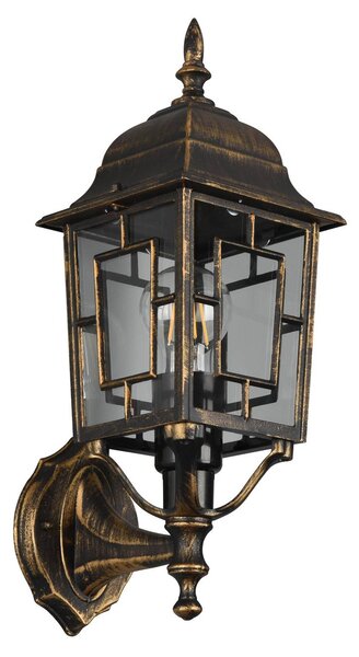 Trio Lighting Vonkajšie nástenné svietidlo Volturno, horná zásuvka, farba hrdzavá antická, Hnedá / hrdzavá, Hliník, Starožitný, Nástenné svietidlo