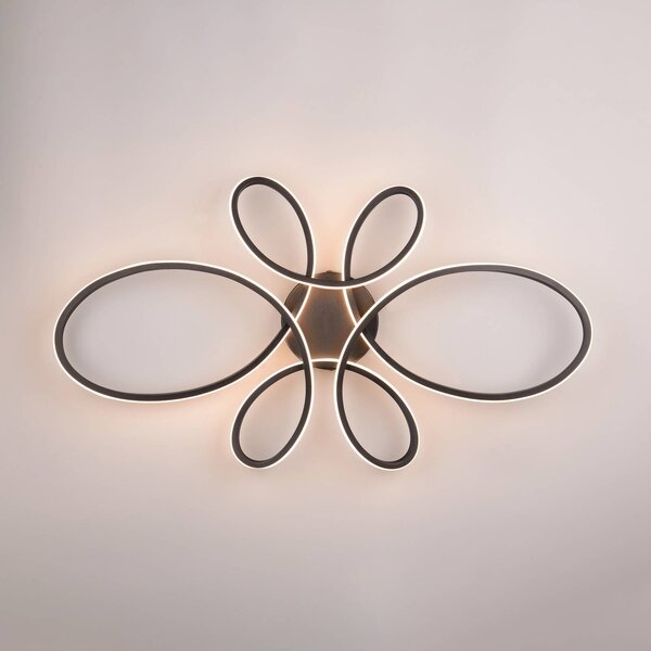 Stropné svietidlo Fly LED, matná čierna, 3 000 K, 83 cm x 45, Čierna, Obývacia izba / jedáleň, kov, Moderný, Závesné svietidlo