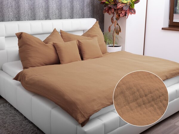 Biante Mušelínové posteľné obliečky Nature MSN-017 Svetlo hnedé Jednolôžko 140x200 a 70x90 cm