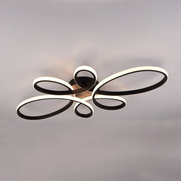 Stropné svietidlo Fly LED, matná čierna, 3 000 K, 83 cm x 45, Čierna, Obývacia izba / jedáleň, kov, Moderný, Závesné svietidlo